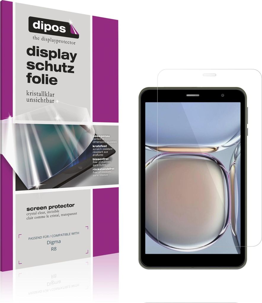 2x Schutzfolie für Digma R8 klar Displayschutzfolie Folie Display Schutz dipos