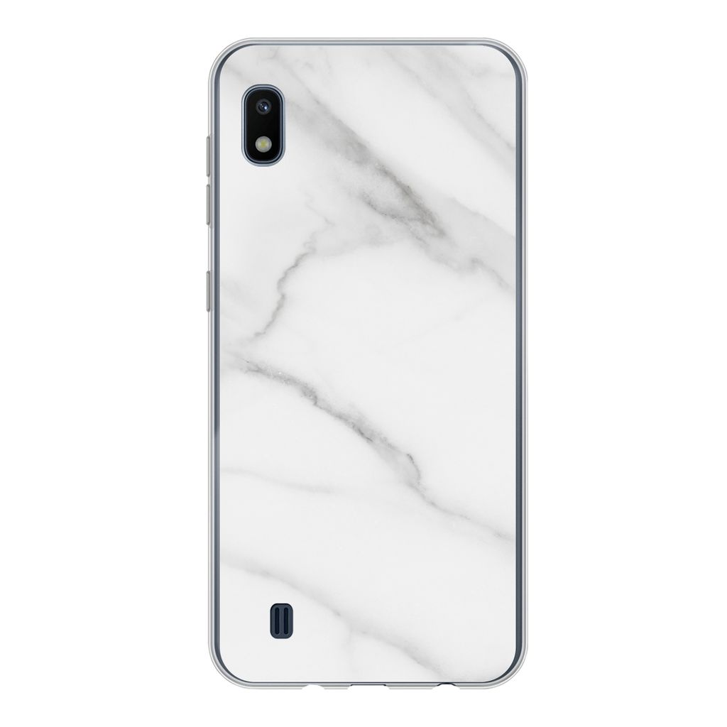 MuchoWow Handyhülle Schutzhülle Hülle für Samsung Galaxy A10 Marmor - Strukturiert - Weiß - Grau - Stein - Marmoroptik Silikon Softcase Hand...