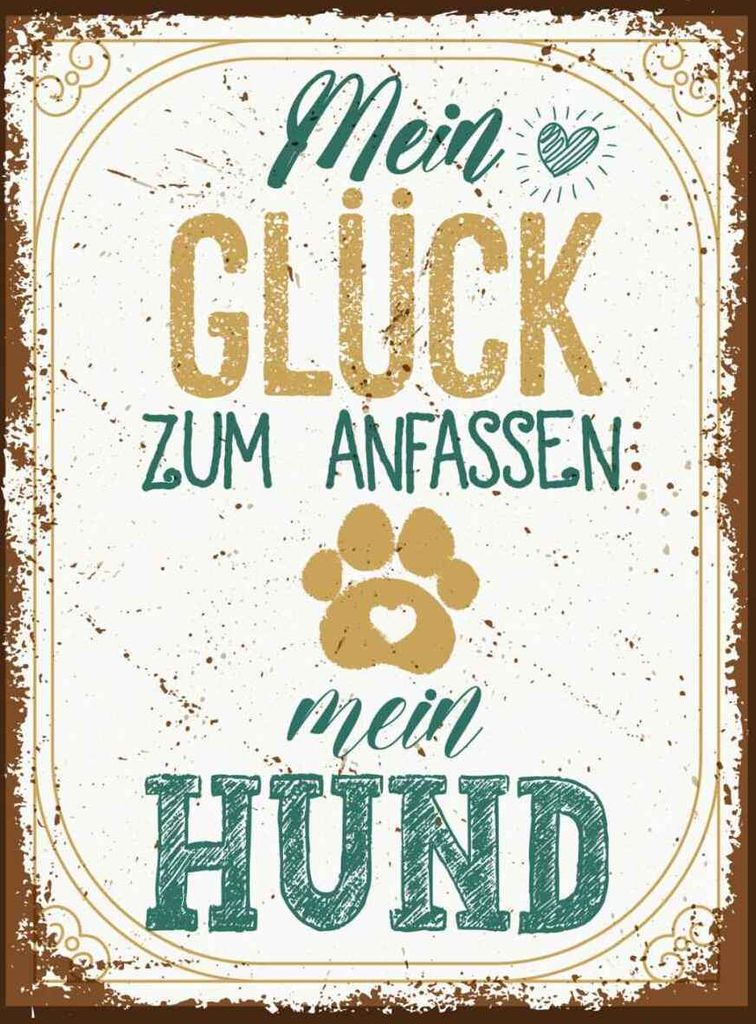 vianmo Holzschild 40x30 cm Mein Glück zum Anfassen Hund Produktbild 