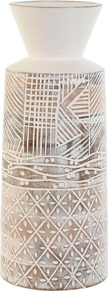 Vase Home ESPRIT Weiß natürlich Mango-Holz Kolonial 15 x 15 x 22,5 cm