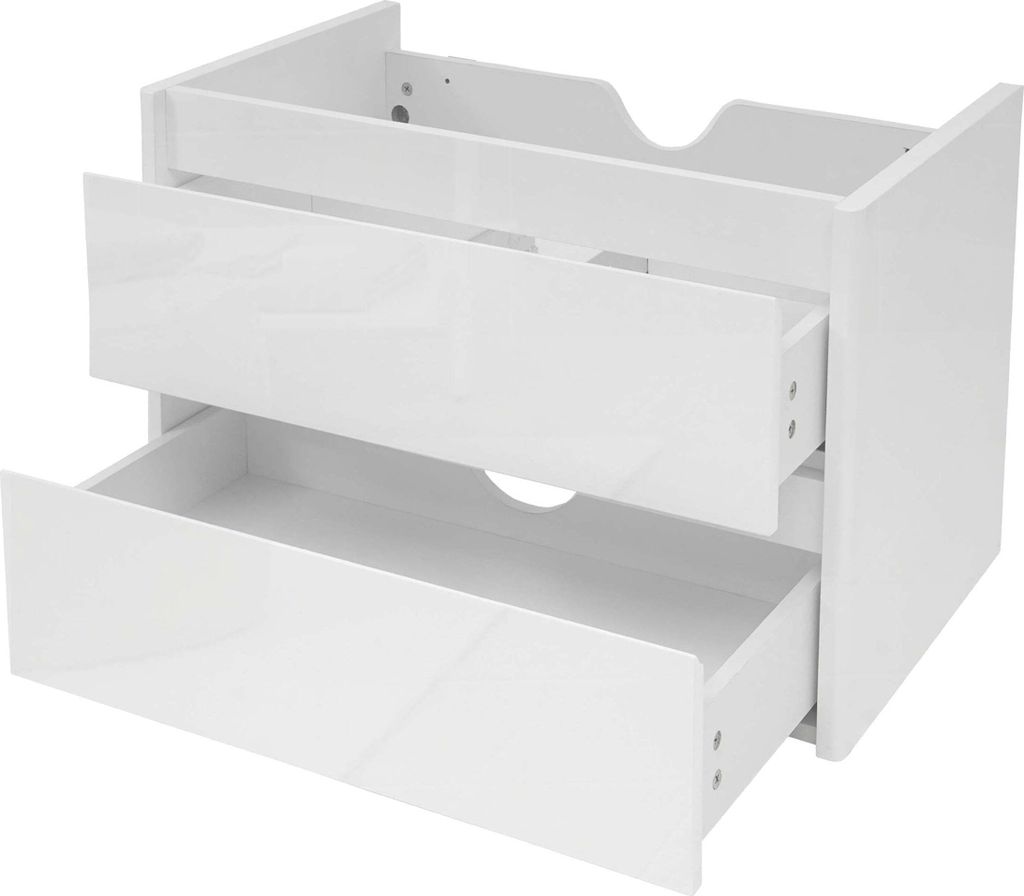 Waschbeckenunterschrank MCW-B19, Waschtischunterschrank Waschtisch Badezimmer, hochglanz Soft-Close 50x60cm weiß