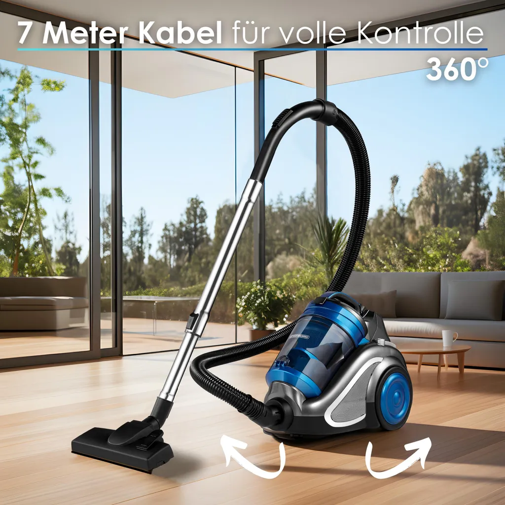 Aspirateur traîneau sans sac puissant pour maison avec tuyau 360°