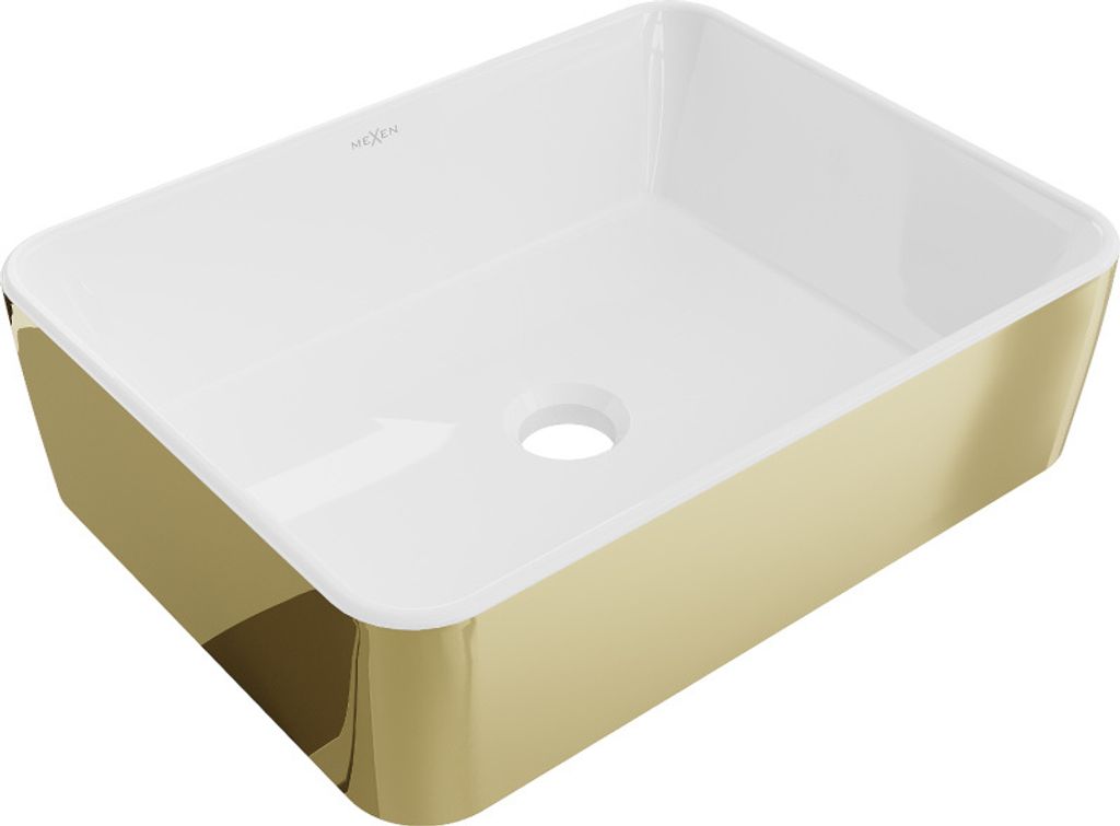 Mexen Catia Aufsatzwaschbecken 48 x 37 cm, Weiß/Gold - 21314806