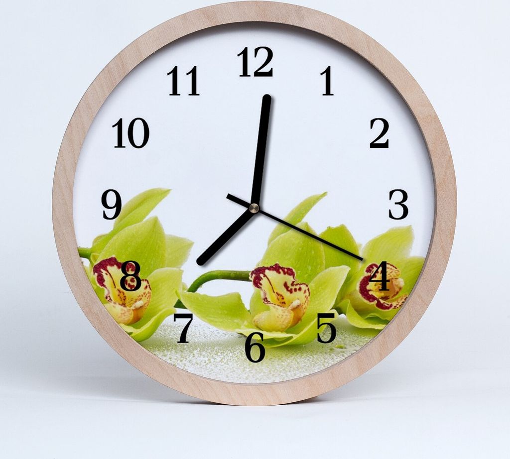 Holzuhr 30fi cm wanduhr - Orchidee Blumen