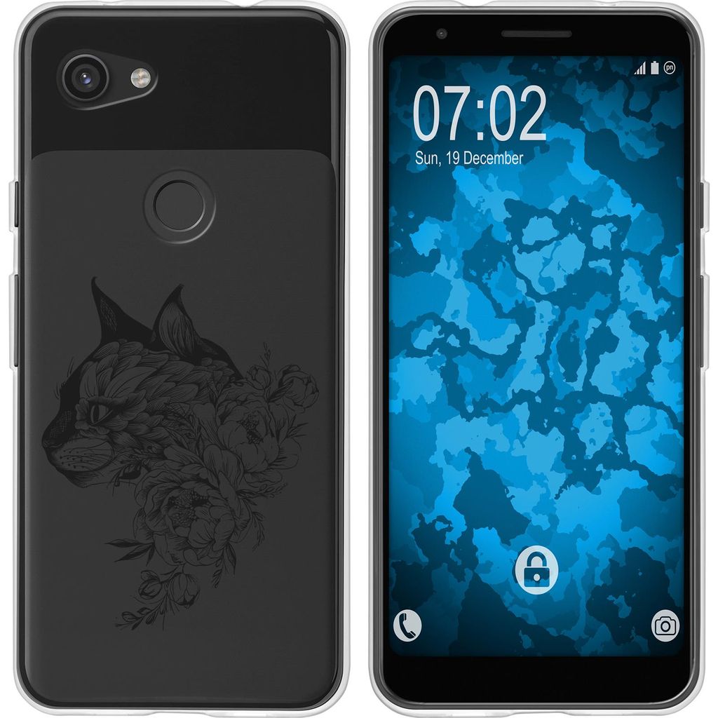 PhoneNatic Case kompatibel mit Google Pixel 3a Silikon-Hülle Floral Katze M2-1