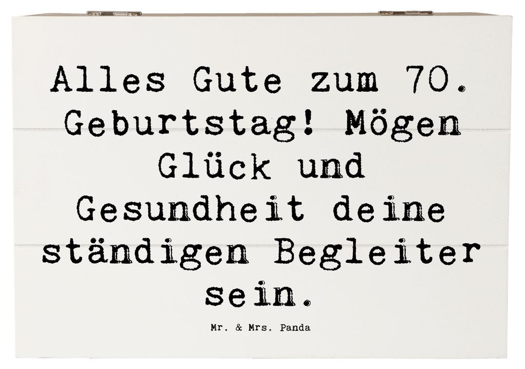 Mr. & Mrs. Panda Holzkiste Spruch 70. Geburtstag Glück und Gesundheit 22 x 15 cm - Weiß - Geschenk, Alter, besondere Anlässe, Geschenkbox, Erinn...