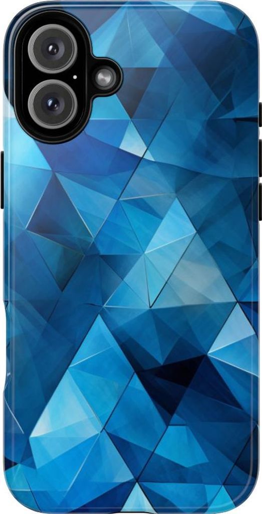 Blaues geometrisches Dreiecksmuster – Hülle Kompatibel mit iPhone 16 Plus