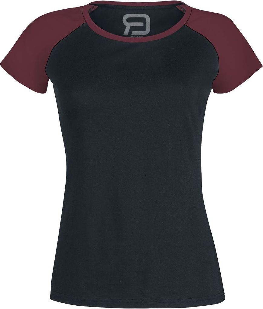 RED by EMP Damen schwarz-rotes Basic T-Shirt in körpernaher Produktbild 