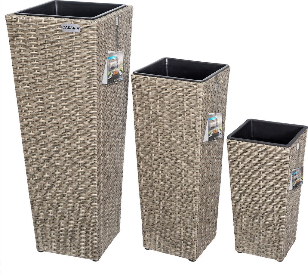 CASARIA® Set di 3 Vasi da Fiori in Polyrattan Intrecciato Immagine del prodotto 