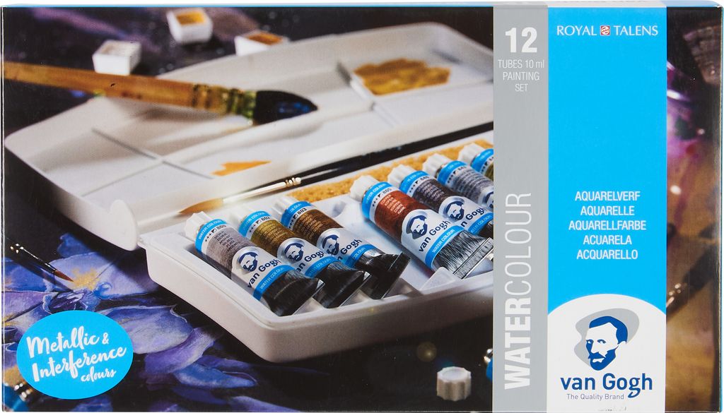 Van Gogh Koffer-Set aus Kunststoff Spezial-Aquarellfarben | 12 x 10 ml Tube