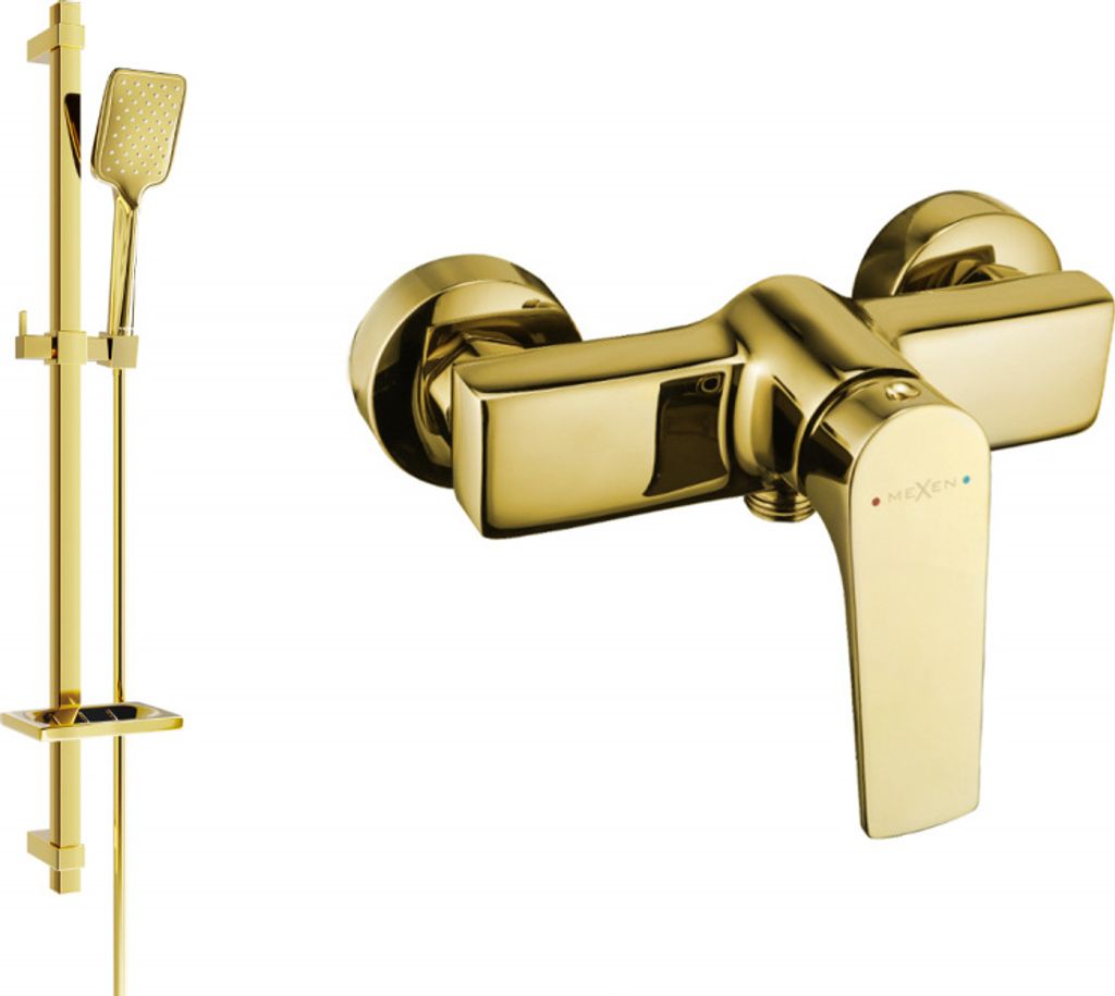 Mexen Lynx DQ62 Mischbatterie für Dusche mit Brausegarnitur, Gold - 74594DQ62-50