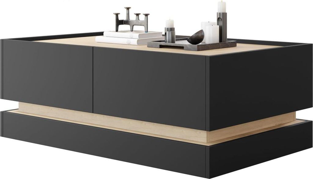 MIRJAN24 Couchtisch Zarpant L97 4K, Couchtisch (Farbe: Schwarz / Eiche Cremona)
