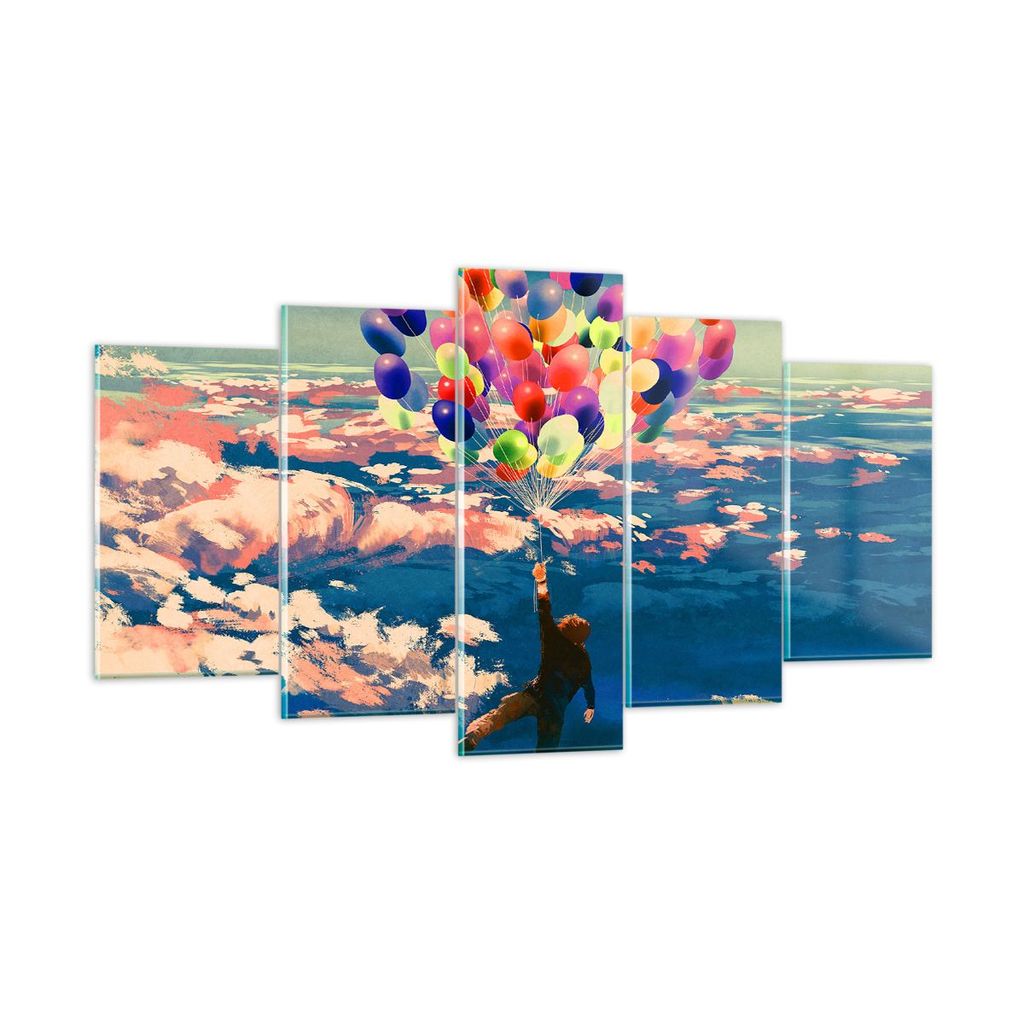 Bilder auf glas - Abstraktion Ballon - 160x85cm - Glasbilder - Wandbilder - Kunstdruck - zum Aufhängen bereit - Wanddekoration aus Glas - Glas Bil...