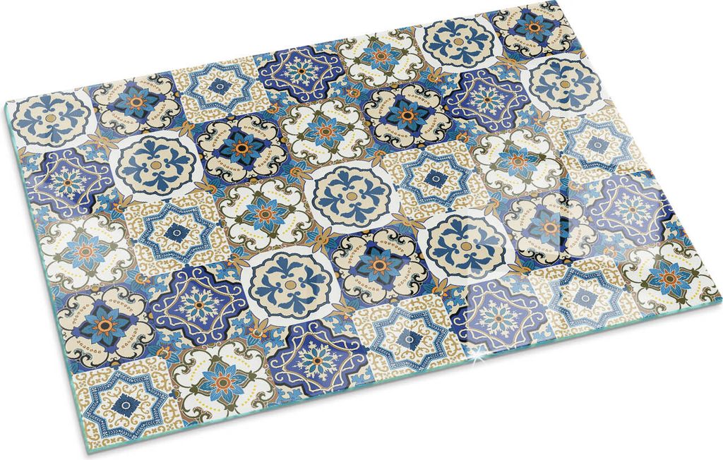 Mosaikmuster mit Blumen – Glasbodenplatte für – Kaminofen – Produktbild 