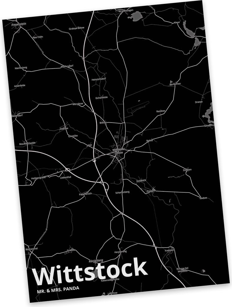 Mr. & Mrs. Panda Postkarte Wittstock - Geschenk, Fotokarte, Stadt, Ansichtskarten, Grußkarte, Dorf Karte Landkarte Map Stadtplan, Postkarten, Ansi...