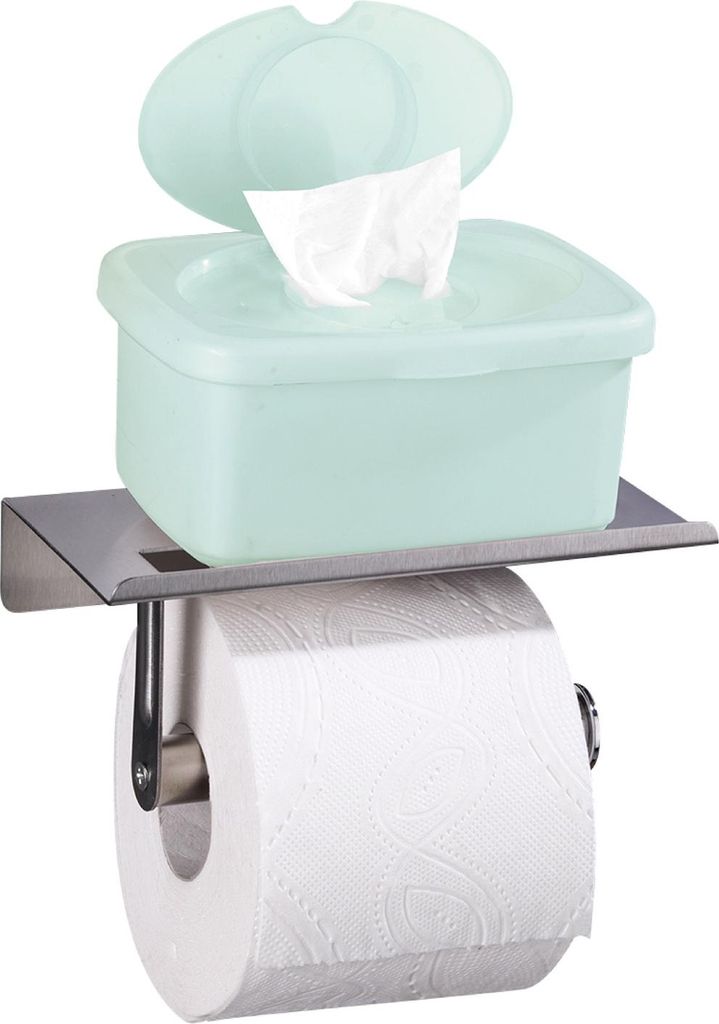 Toilettenpapierhalter mit Ablage, Edelstahl