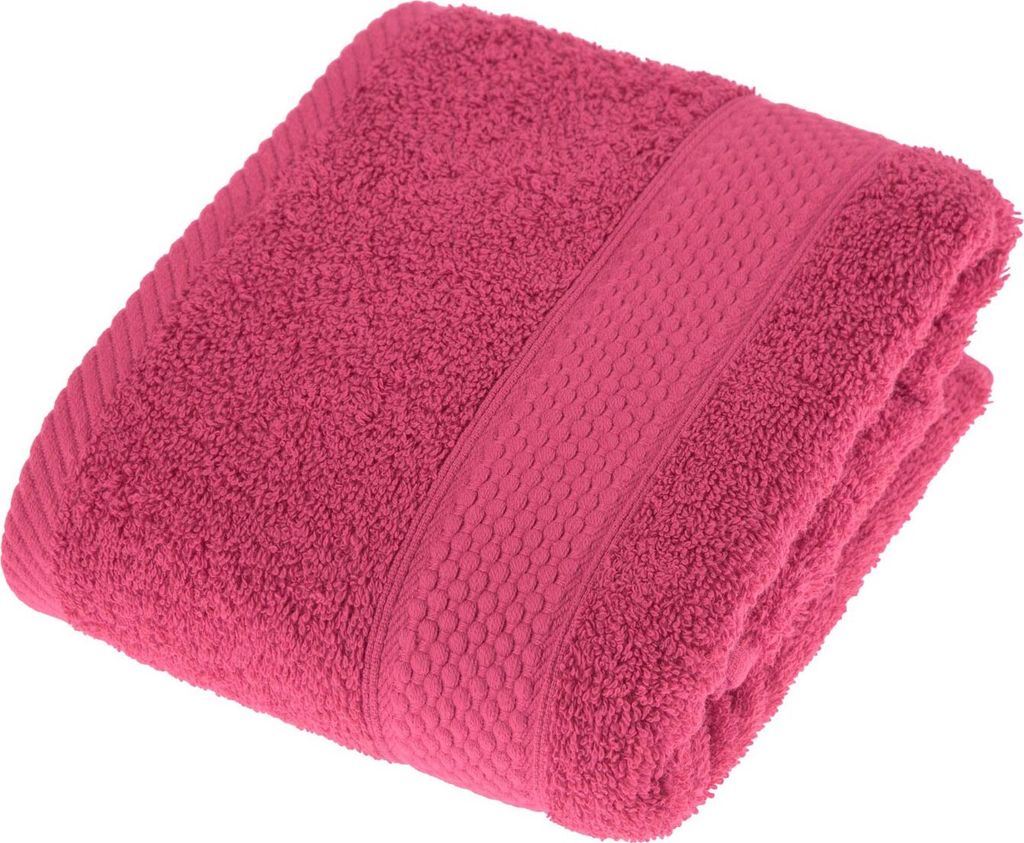 HOMESCAPES Frottee Handtuch 100% Baumwolle 50x90cm – Himbeer pink