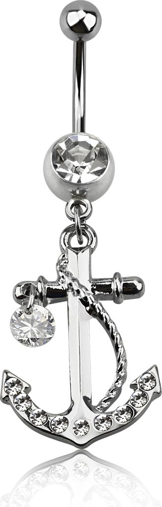 Bauchnabelpiercing Anker Anchor Zirkonia Kristall Bananabell Nabelpiercing klar