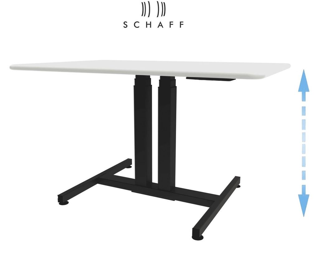 Schaff höhenverstellbarer Schreibtisch Progress | mit Gasfeder | Höhe 64 bis 106 cm | Tischplatte 120x80 cm | Gestell Schwarz