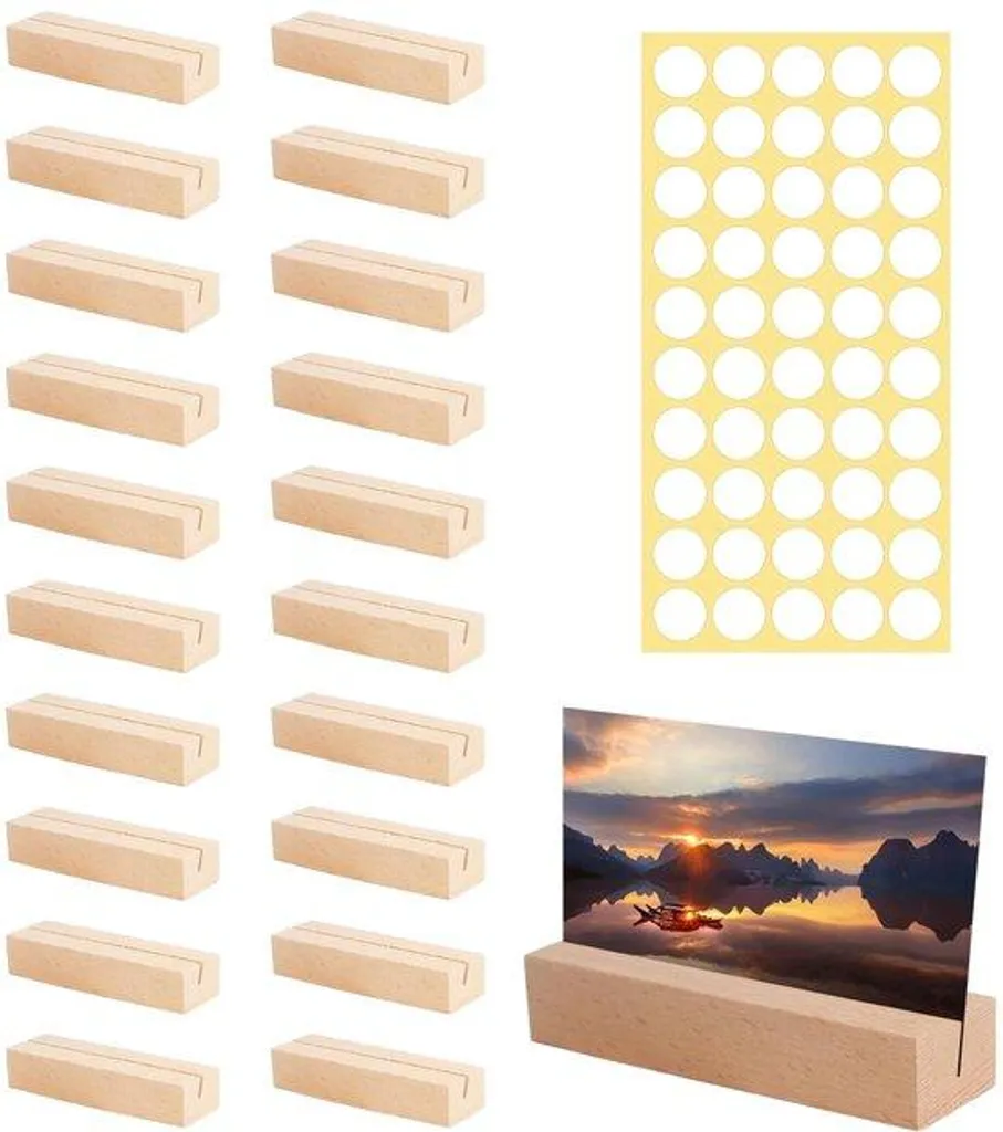 Porte-cartes en bois de chêne véritable avec 50 stickers de fixation
