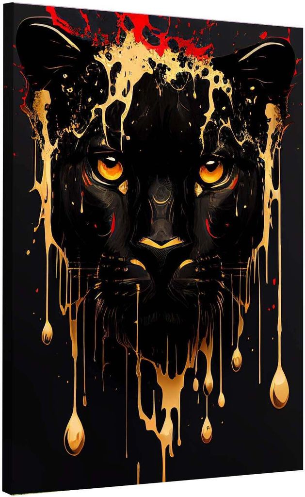 Leinwandbild Wandbild Abstract Black Panther Kunstdruck XXL Wanddeko: 60x80x4cm