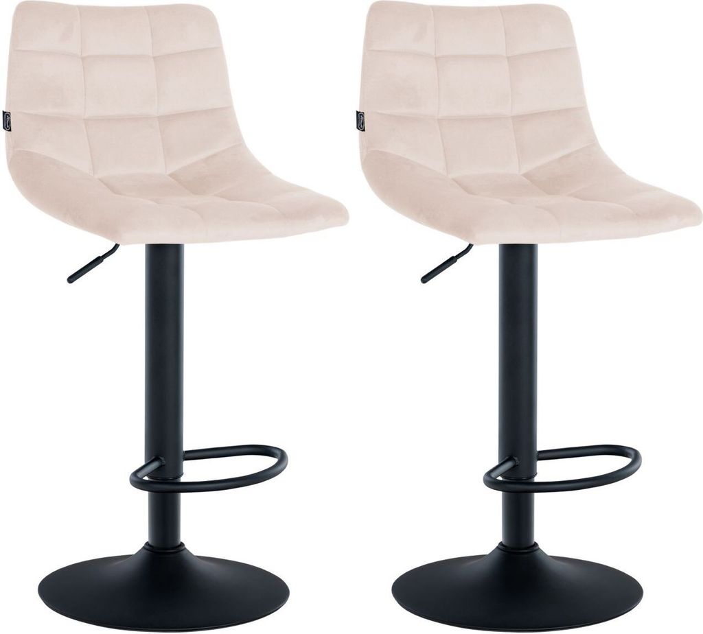 2er Set Barhocker Jerry Samt schwarz beige