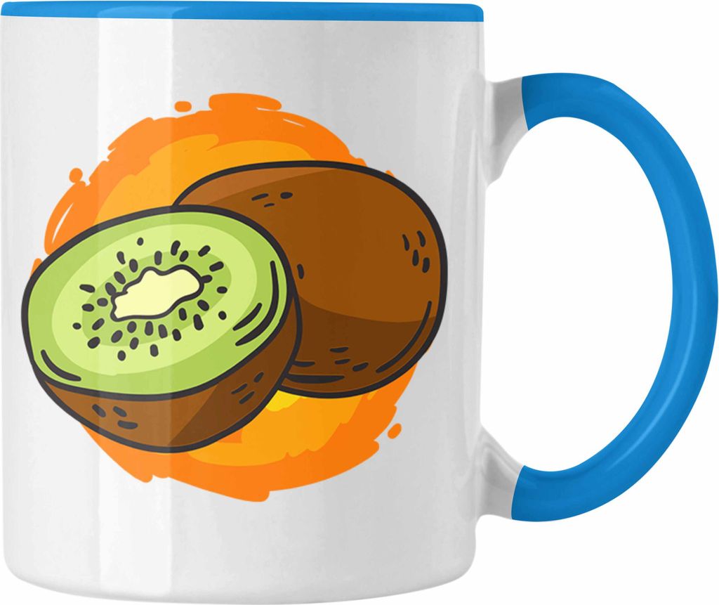 Trendation - Lustige Tasse mit Kiwi-Grafik Geschenk für Kiwi-Liebhaber (Blau)