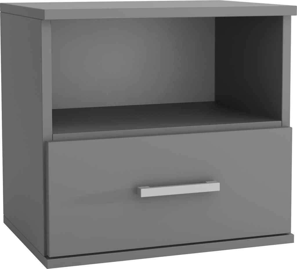 Nachttisch - Nachtkästchen - Nachtschrank - mit Schublade - 48x35x50 cm B/T/H - Grau - Beistelltisch für Schlafzimmer - Bettkommode - GODA