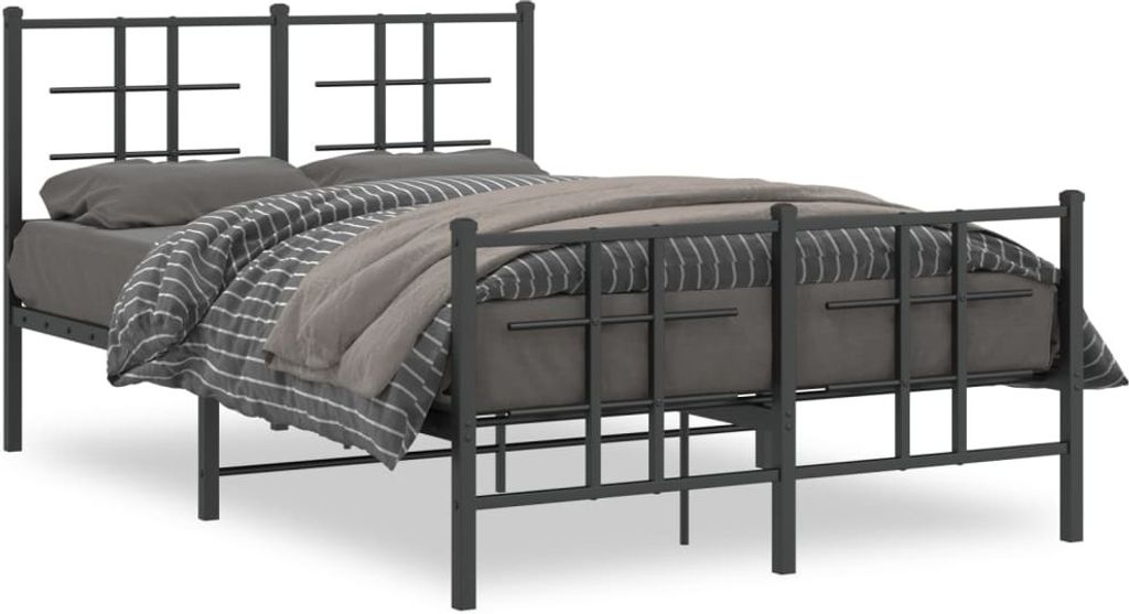 Design Bettgestell mit Kopf- und Fußteil Metall Schwarz 120x200 cm, Klassische Betten 2024 Neu