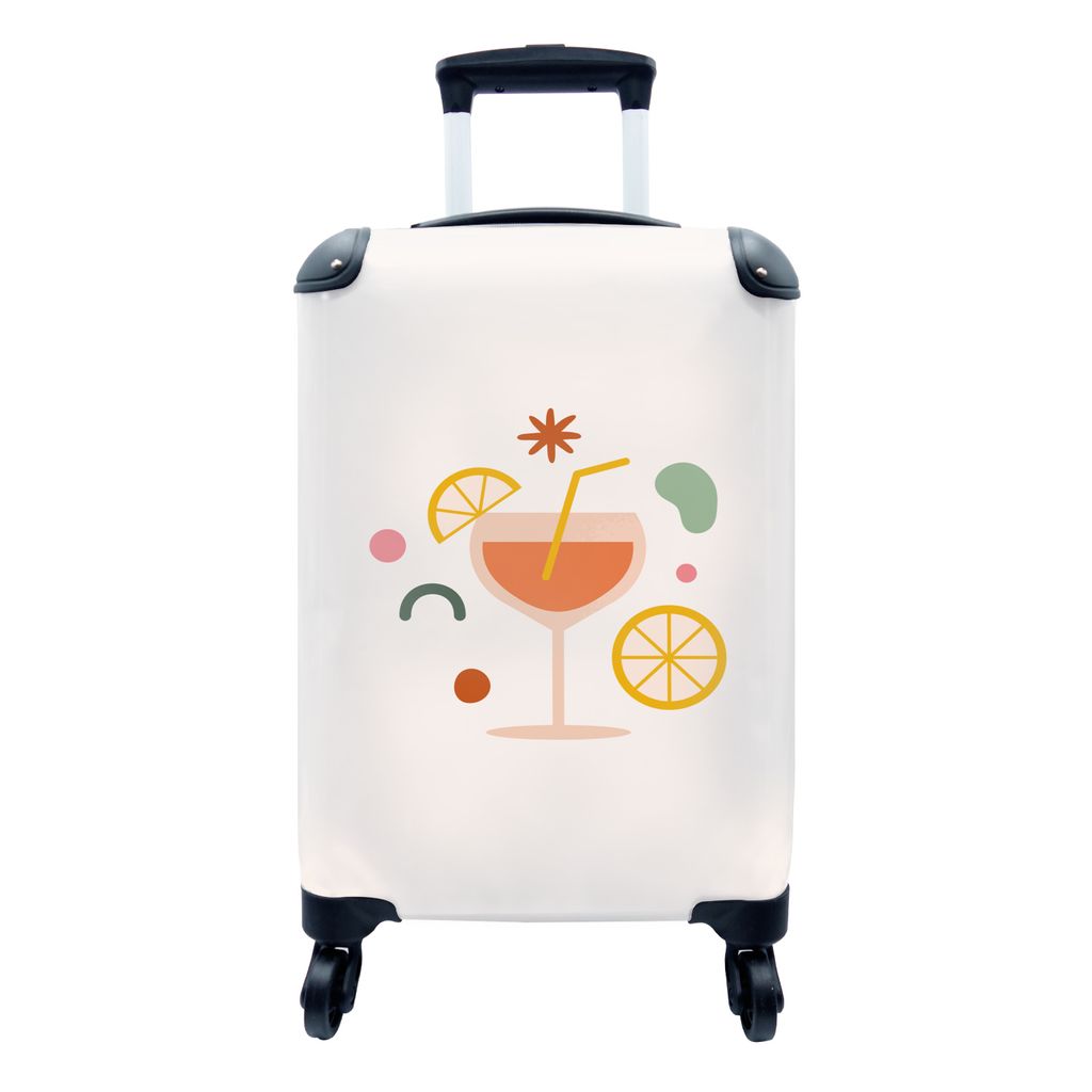 MuchoWow Koffer Handgepäck Trolley Rollkoffer Kleine Reisekoffer mit 4 Rollen - Cocktail - Orange - Sommer - Cabin Size < 55x40x23 cm & 55x40x20...