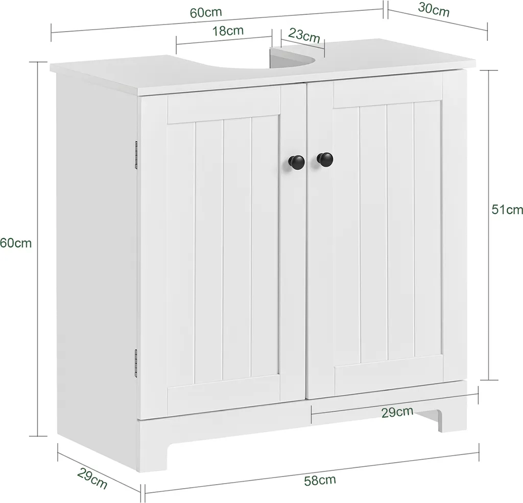SoBuy BZR18-II-W Armadietto Bagno Bianco Sottolavabo 60cm - Salvaspazio - 6