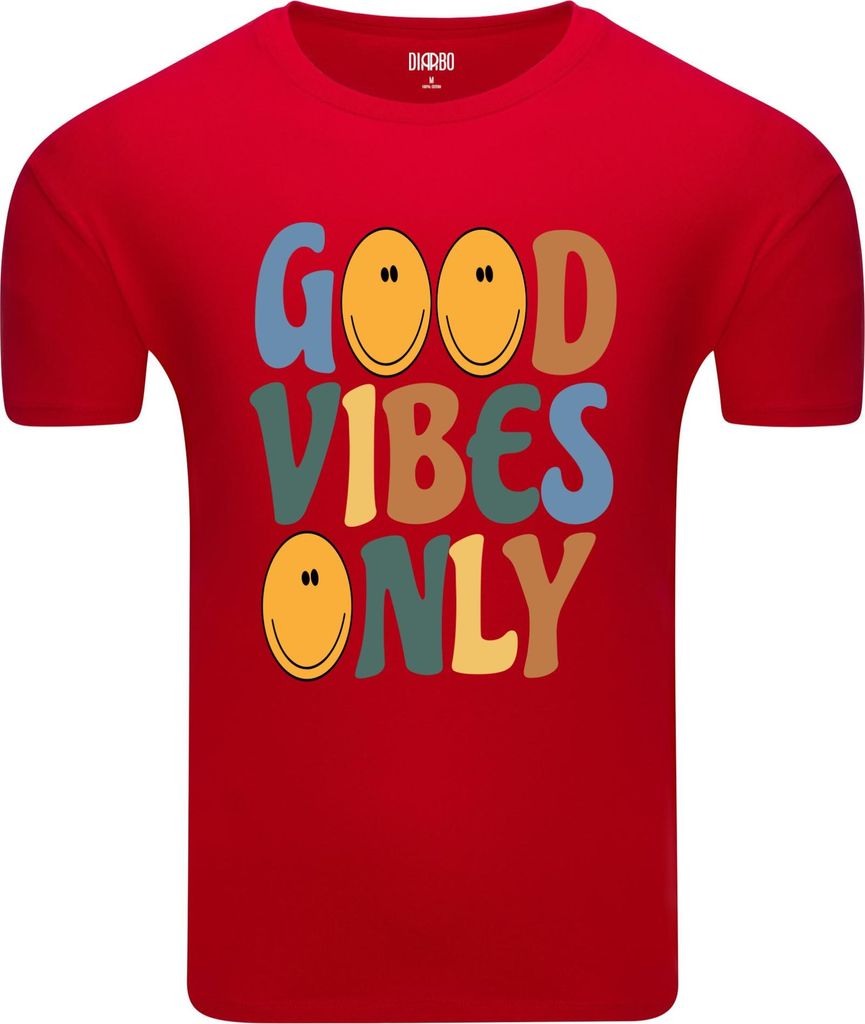 Diarbo Herren T-Shirt mit Lustigem Druck Nur gute Stimmung Rot Gr.XL