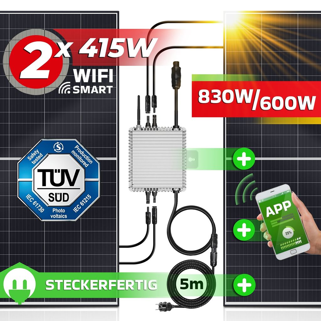 Balkonkraftwerk 2x415W Set 830W/600W | Kaufland.de