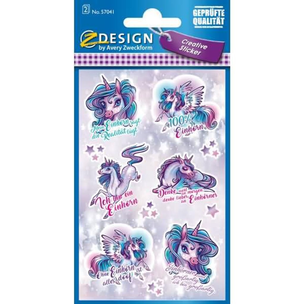 Creative Papier-Sticker Einhörner Miami 22 Stück bunt