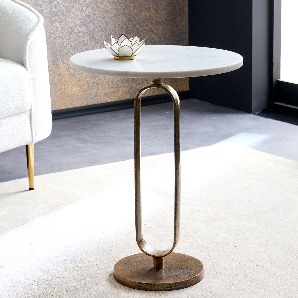 riess-ambiente Runder Beistelltisch ELEGANCE 60cm weiß gold Produktbild 