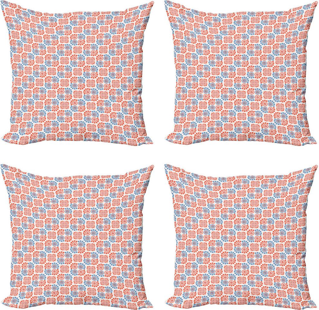 ABAKUHAUS Boho Kissenbezug Set (4 Stück), Zusammenfassung Bicolor Runde Motiv, Moderner Doppelseitiger Digitaldruck, 45 cm x 45 cm, Schiefer-Blau ...