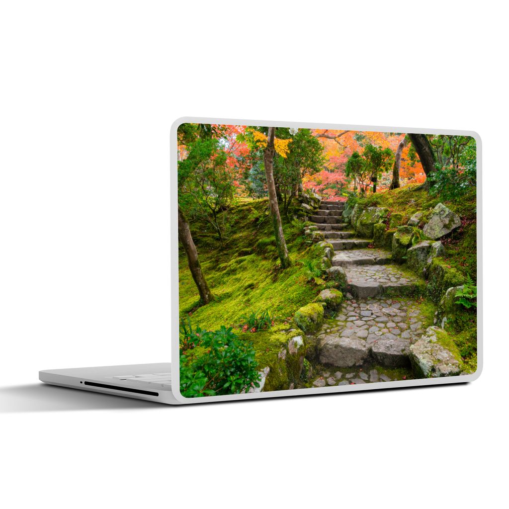 MuchoWow Laptop Aufkleber Sticker Cover Natur - Steine - Kröte - Moos - Japanisch 30x21 cm - Sticker für Laptop - Selbstklebend