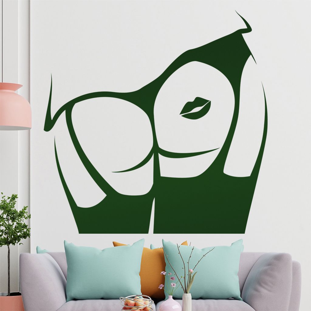 KIWISTAR Kiss My Ass! - Dessour Sexy Kuss Arsch Wandtattoo in 6 Größen - Wandaufkleber Wall Sticker - Dekoration, Küche, Wohnzimmer, Schlafzimme...