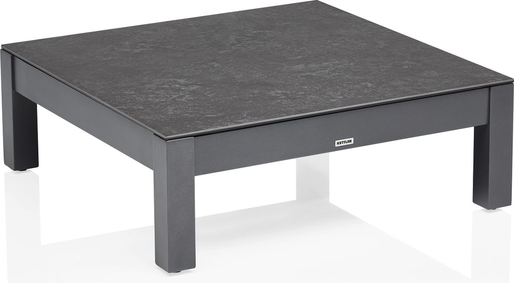 KETTLER Comfort Lounge-Tisch 95 x 95 x 33cm, anthrazit matt/anthrazit, Aluminium/Keramik-Glas
