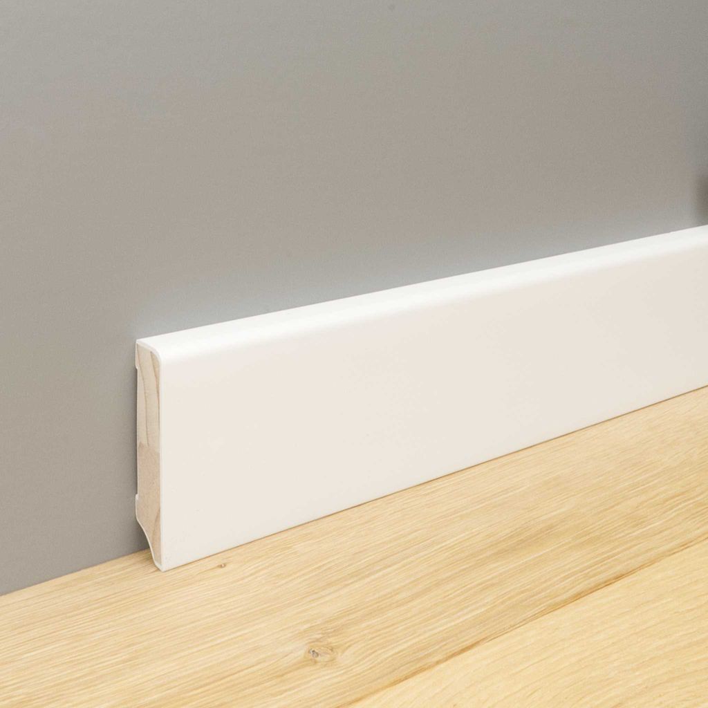 24 m Trevendo Sockelleiste Cube massiv weiß lackiert 16 x 58 x 2400 mm