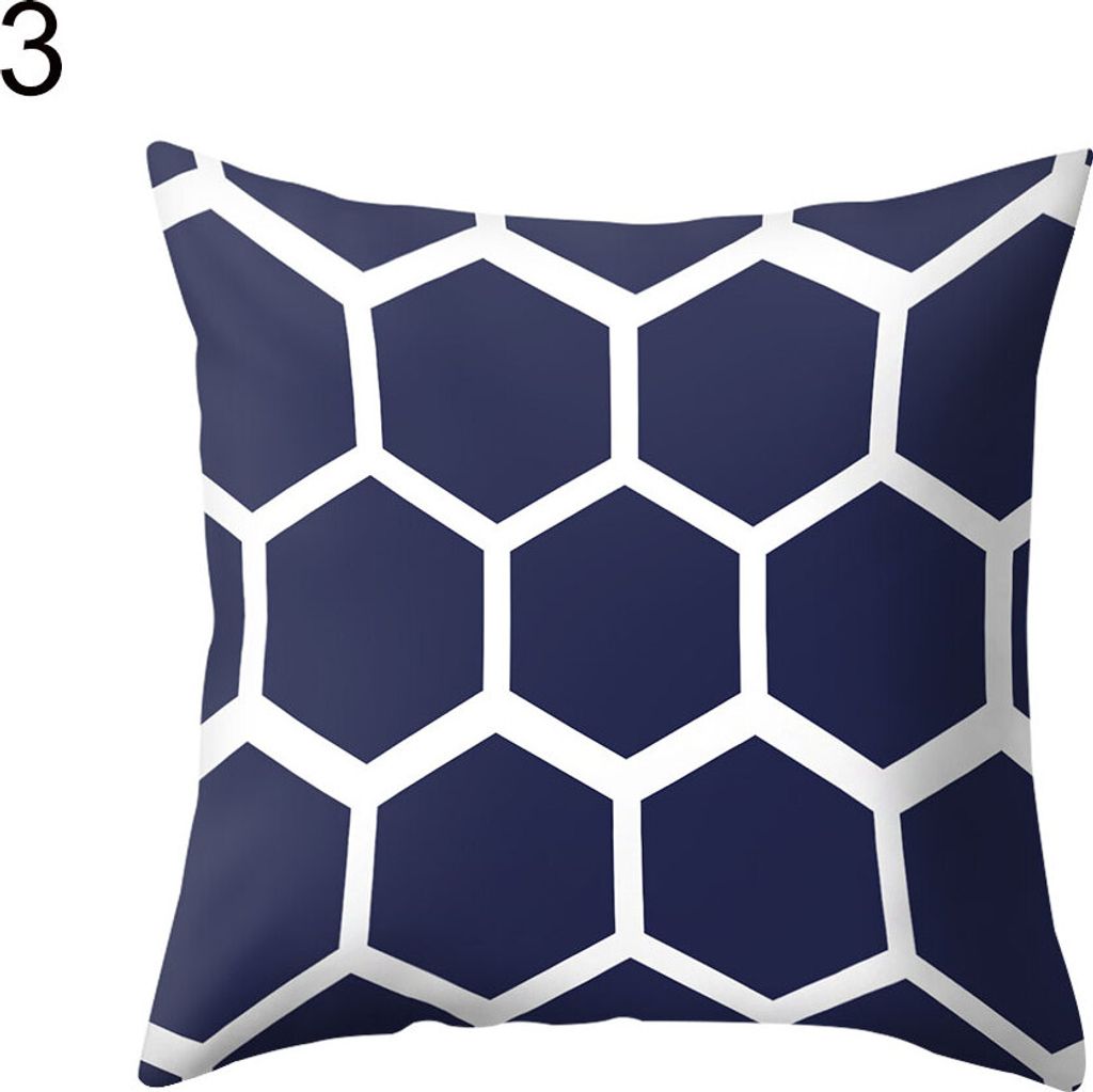 Marine Blue Geometrisches Muster Kissen Kissen Kissen Sie Office Home Sofa Bettdekoration-3#