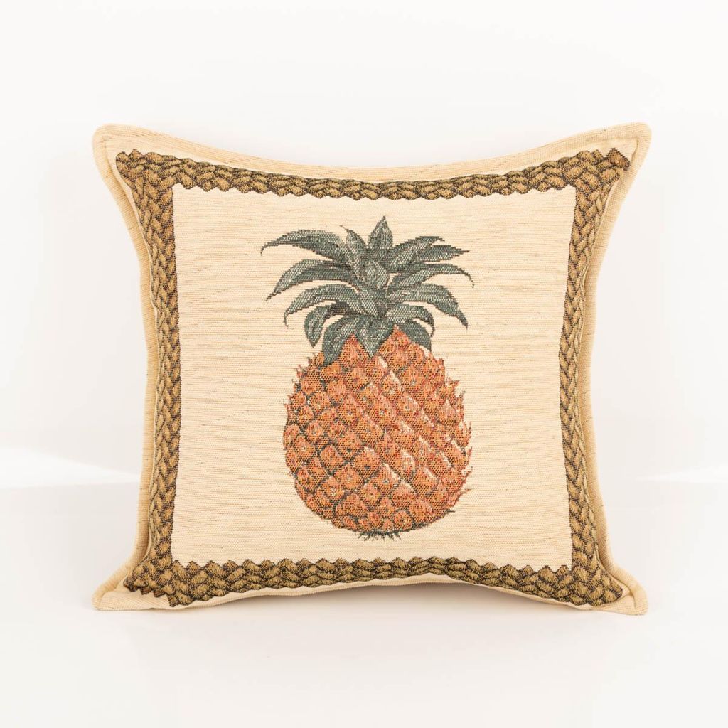 SCHÖNER LEBEN Gobelin Kissenhülle Ananas beige/braun 42x42
