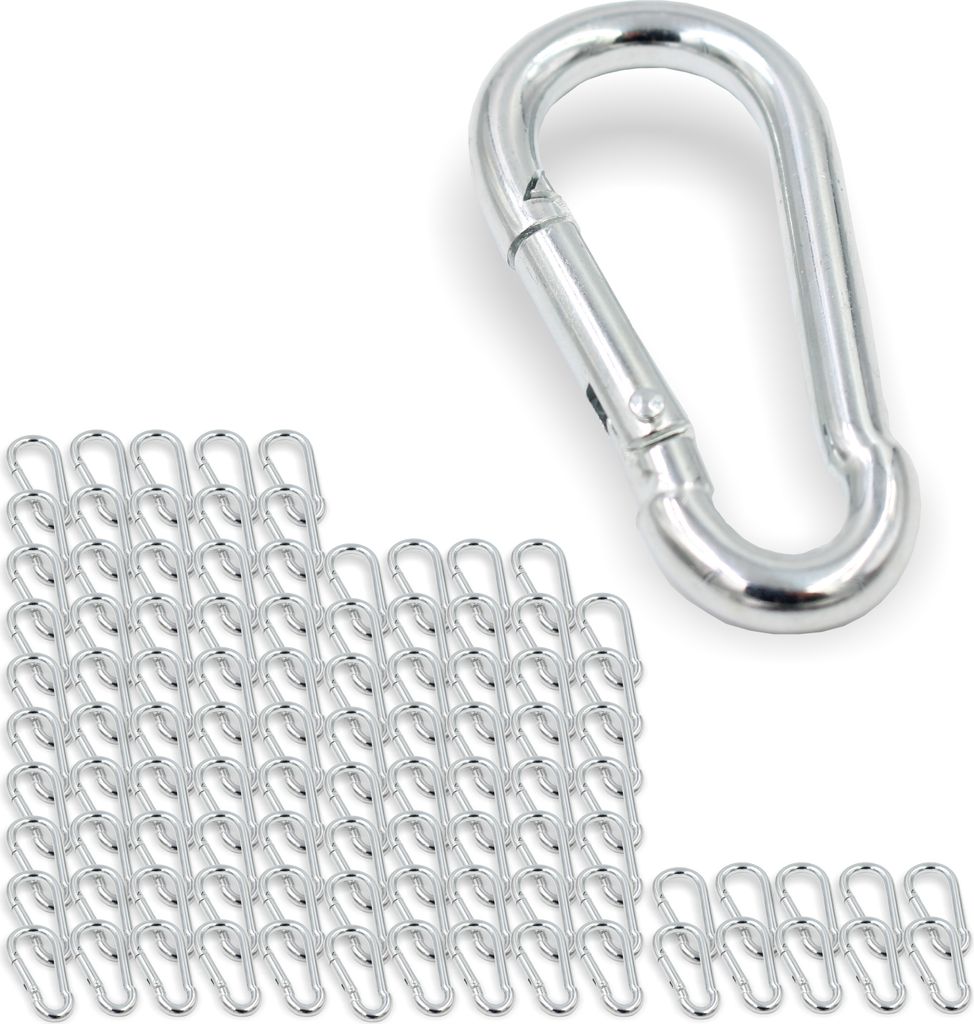 100x Feuerwehr Karabinerhaken 80x8 mm | Schnapphaken ähnlich DIN 5299 | verzinkt