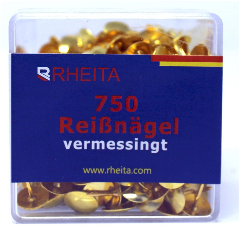 Rheita Reissnägel, messing, 750 Stück in Klarsichtbox Produktbild 