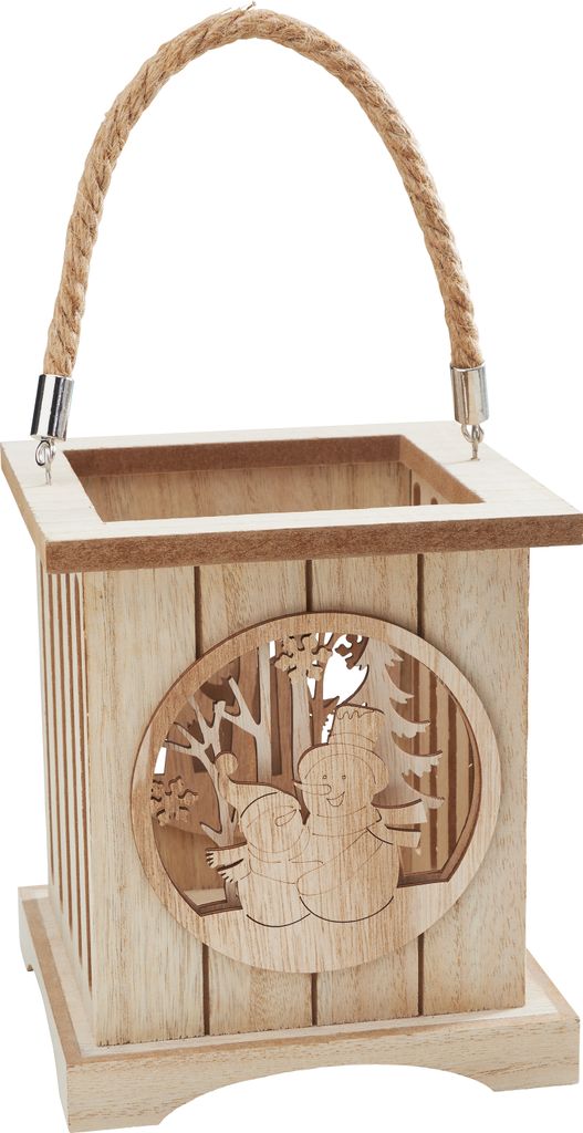 VBS Laterne Schneemänner 15x15x17 cm Winter Deko Weihnachtsbeleuchtung Indoor