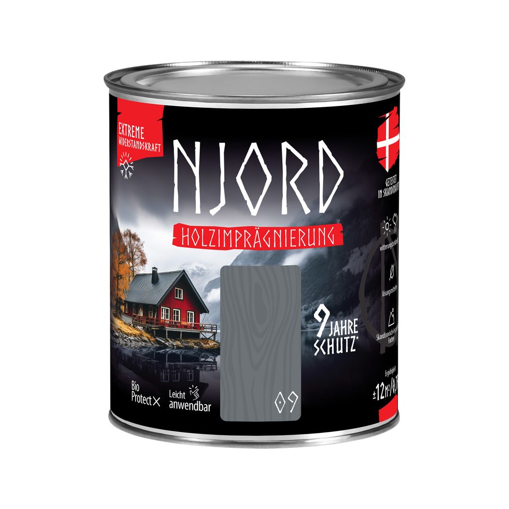 Holzimprägnierung NJORD 0,75L Holzschutz (09) Vulkanischer Strand Schutzlack Wetterfest