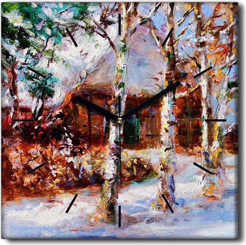 Coloray Uhr auf Leinwand 30x30 cm Wand Uhr Dekoration Wohnzimmer Segeltuch schwarze Hände -Winterschneedorf.