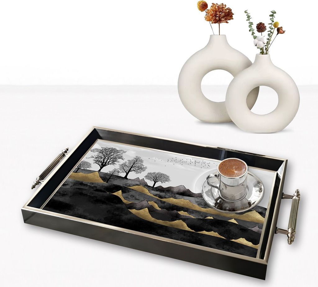 Evila Originals, TPG9827, Tablett, Mehrfarbig, 100 % GLAS, 50 x 29 x 3,5 cm
