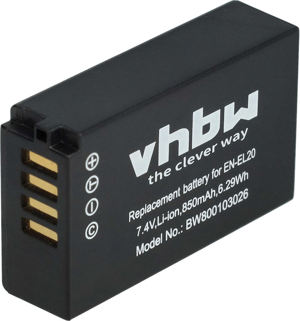 vhbw Akku kompatibel mit Blackmagic Pocket Cinema Camera Kamera (850 mAh, 7,4 V, Li-Ion)