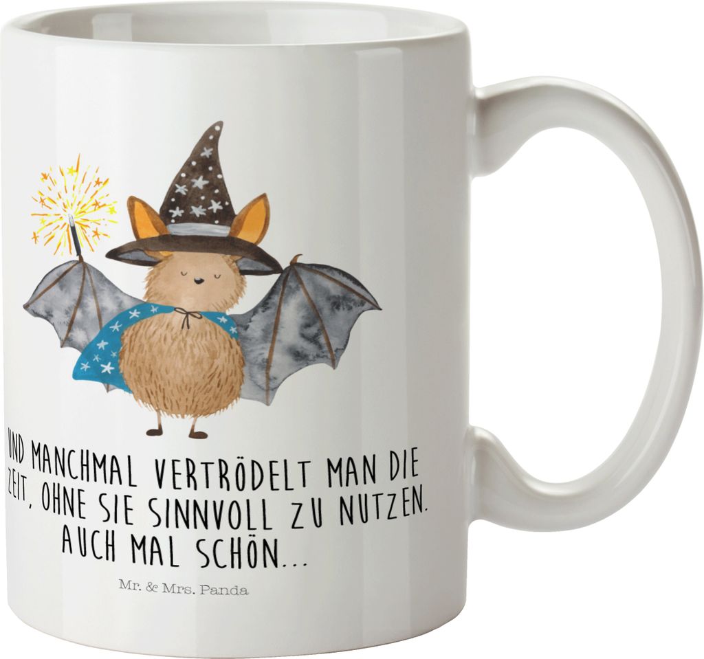 Mr. & Mrs. Panda Pott Fledermaus Zauberer - Weiß - Geschenk, Reinsteigern, Lustige Sprüche, Henkelbecher, Frauen, Trinklernbecher, Fledermäuse, ...